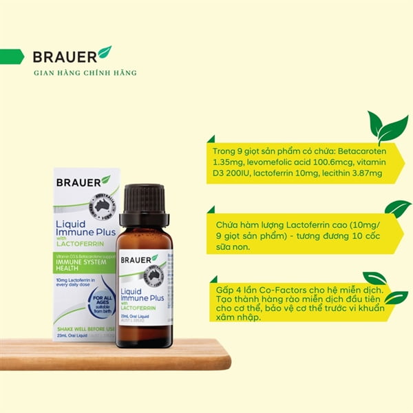 Lactoferrin tăng cường hệ miễn dịch Brauer cho mọi lứa tuổi từ sơ sinh ( lọ 23ml) - Hộp - Ảnh 2