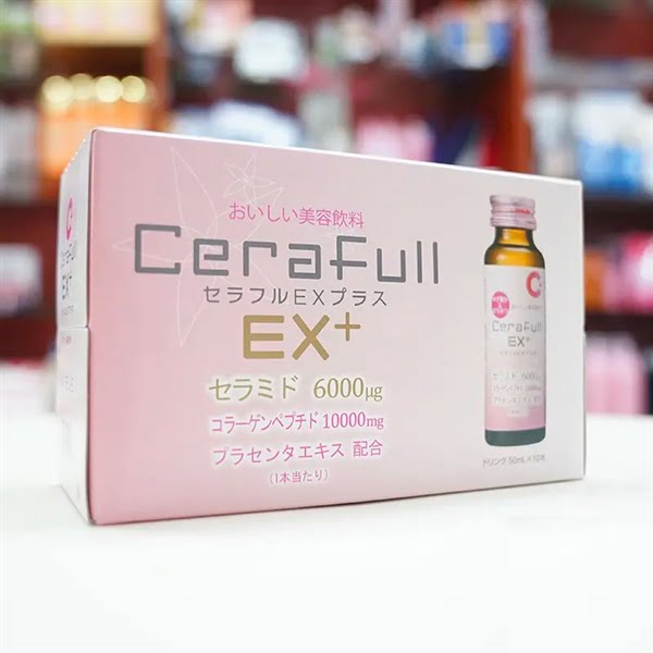 Nước uống Collagen Cerafull EX Plus 50mL x 10 lọ/hộp - Hộp