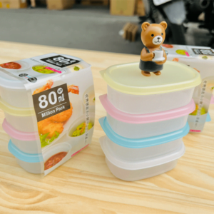 Set 4 hộp nhựa Million pack 80ml nắp dẻo nhiều màu - Set