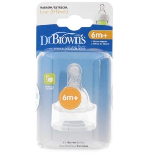 Núm ty Dr Brown's cổ hẹp tiêu chuẩn set đôi cho bé 6m+ - Set