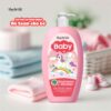 Sữa tắm gội 2in1 Hachi dưỡng da, không cay mắt cho bé từ sơ sinh màu hồng (350ml) - Chai