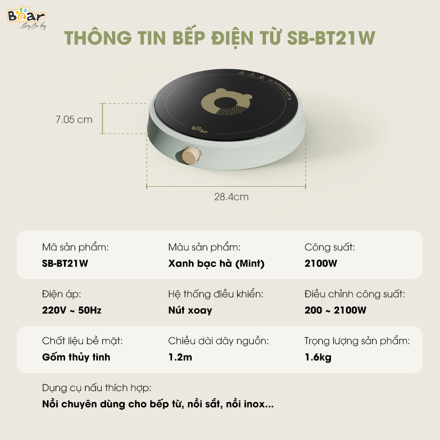 Bếp Từ Bear SB-BT21W - English - Ảnh 3