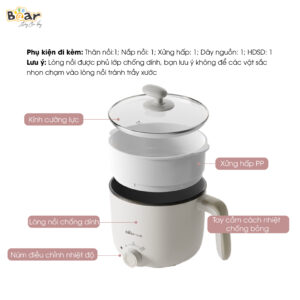 Nồi lẩu đa năng Bear DRG-C12K1 - Grey
