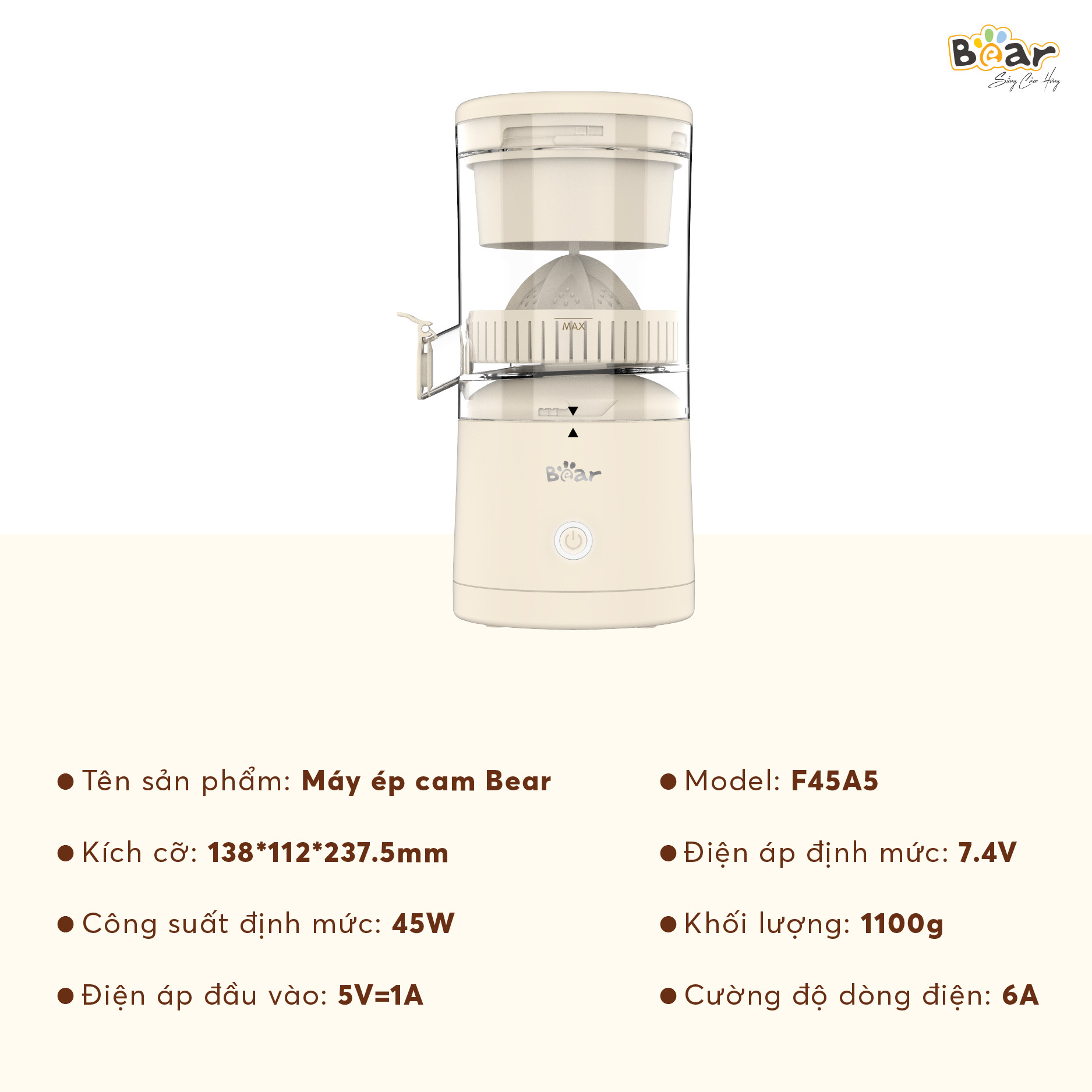 Máy vắt cam Bear Model: ZZJ-F45A5 - Ảnh 7