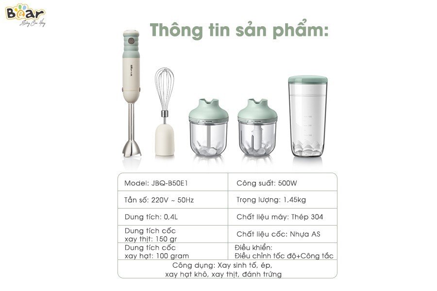 Bộ máy xay cầm tay đa năng Model: JBQ- B50E1 - Ảnh 10