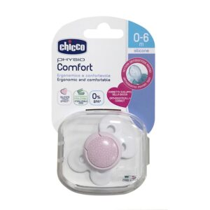 Ty ngậm silicon Chicco physio comfort màu hồng kèm hộp 0 - 6M