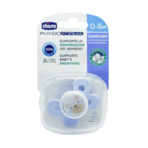 Ty ngậm silicon Chicco physio comfort màu xanh kèm hộp 0 - 6M