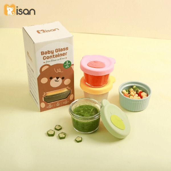 hộp trữ thuỷ tinh Misan - Hộp tròn 130ml (set 3 chiếc)