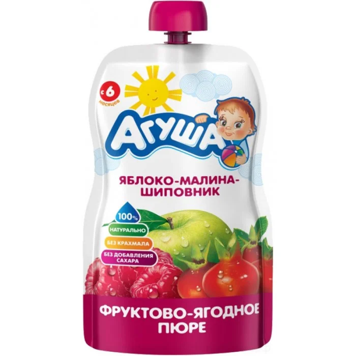 Hoa quả nghiền Agusha vị lựu,táo,mâm xôi 6m +