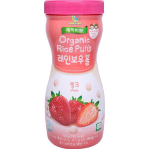 Bỏng gạo tròn hữu cơ vị dâu Baby Farm (màu hồng), 50g/gói